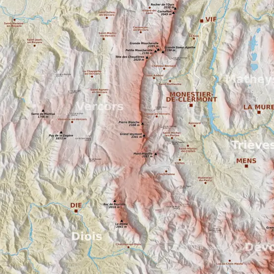 Zoom sur la carte autour du Vercors-2